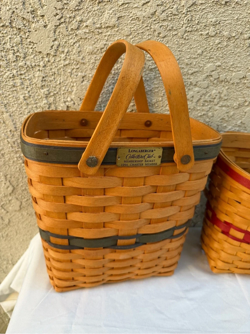Longaberger Collectors Club Membership Basket 1996 Charter Member & Glad Tidings